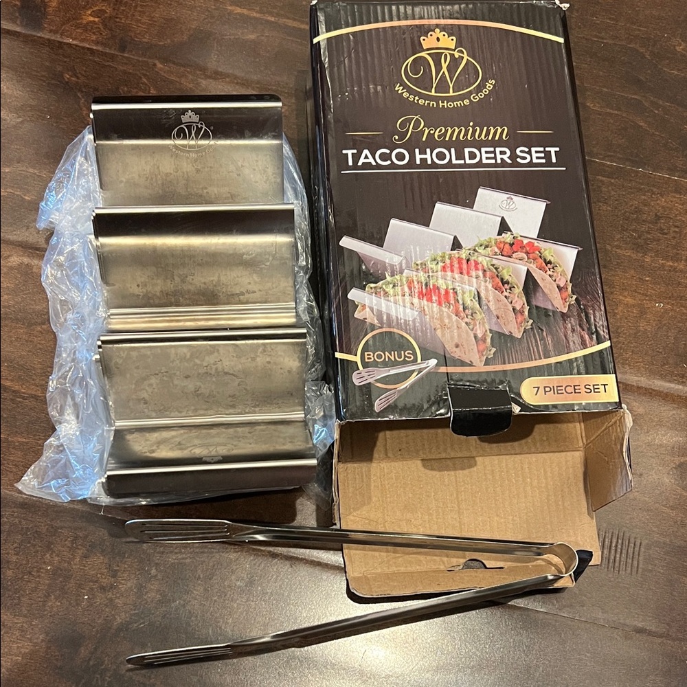 Silver Stainless Steel Taco Holder Kitchen Tool Set